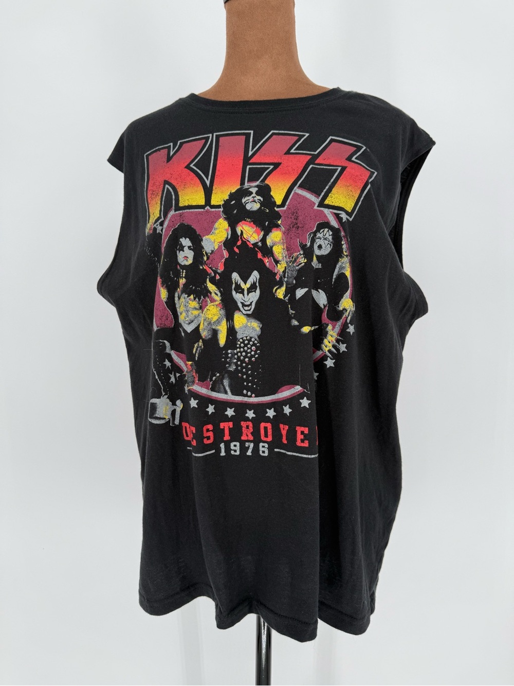KISS Destroyer 1976 Summer Tour Sleeveless Band Tee Black Large